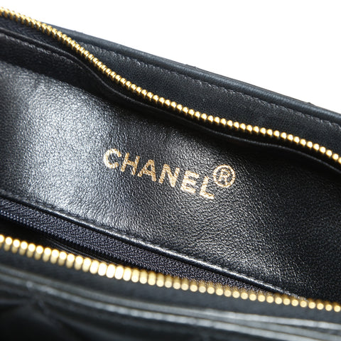 CHANEL No. 4 1996-1997 Lambskin Matelasse Tote Bag Shoulder Bag black WS23845