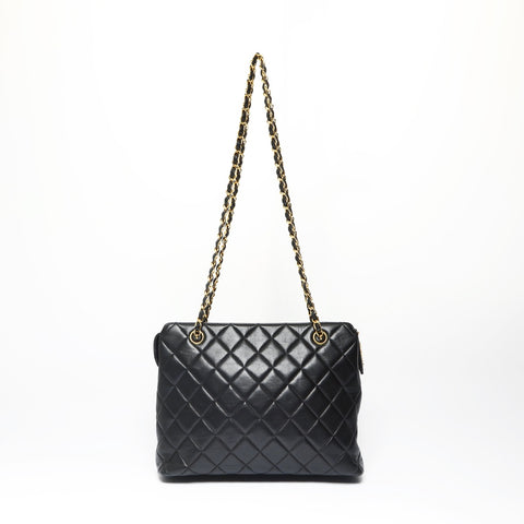 CHANEL No. 4 1996-1997 Lambskin Matelasse Tote Bag Shoulder Bag black WS23845