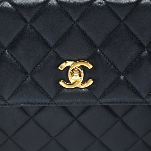 CHANEL No. 4 1996-1997 Lambskin Matelasse Tote Bag Shoulder Bag black WS23845