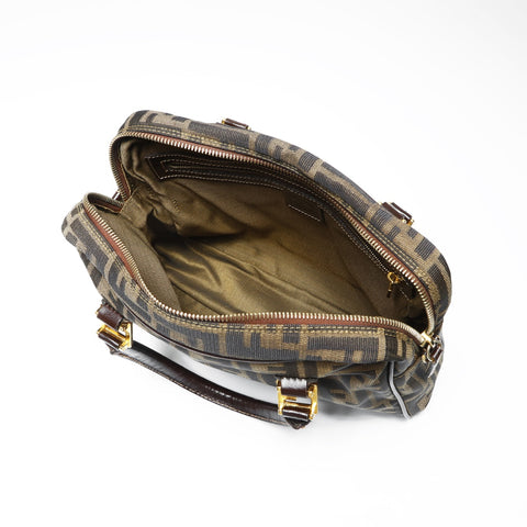 FENDI Zucca Canvas 2way Handbag Brown WS23847
