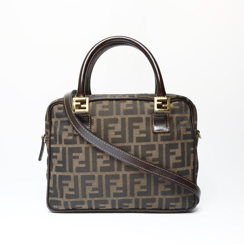 FENDI Zucca Canvas 2way Handbag Brown WS23847