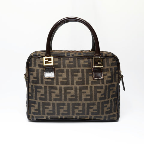 FENDI Zucca Canvas 2way Handbag Brown WS23847