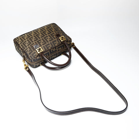 FENDI Zucca Canvas 2way Handbag Brown WS23847