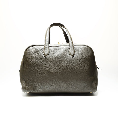 HERMES E stamp 2001 Victoria 43 Boston bag Brown WS23848