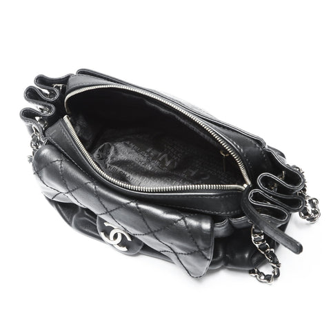 CHANEL 10 series 2005-2006 Lambskin Chain Wild Stitch Shoulder Bag black WS23849