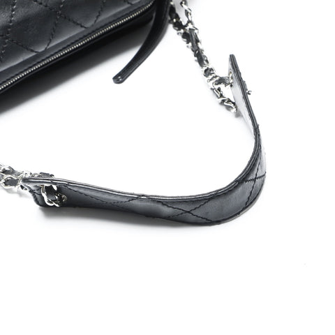 CHANEL 10 series 2005-2006 Lambskin Chain Wild Stitch Shoulder Bag black WS23849