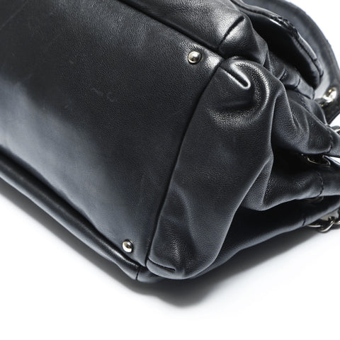 CHANEL 10 series 2005-2006 Lambskin Chain Wild Stitch Shoulder Bag black WS23849