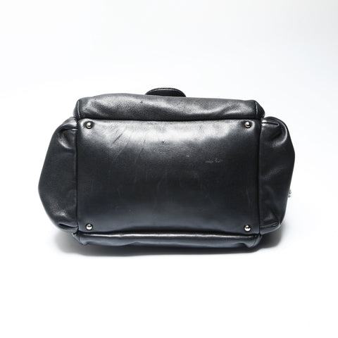 CHANEL 10 series 2005-2006 Lambskin Chain Wild Stitch Shoulder Bag black WS23849