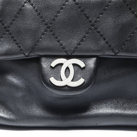 CHANEL 10 series 2005-2006 Lambskin Chain Wild Stitch Shoulder Bag black WS23849