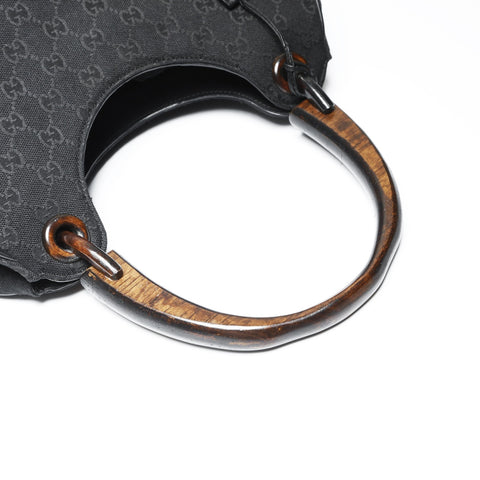 GUCCI GG canvas one belt hobo Handbag black WS23851