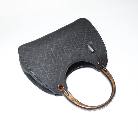 GUCCI GG canvas one belt hobo Handbag black WS23851