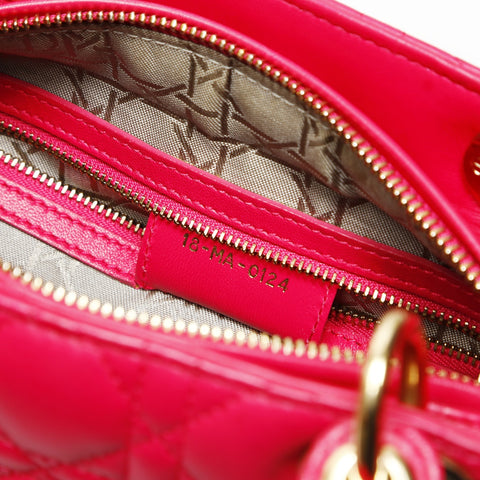 Christian Dior Lady Dior 2way Lambskin Handbag pink WS23853