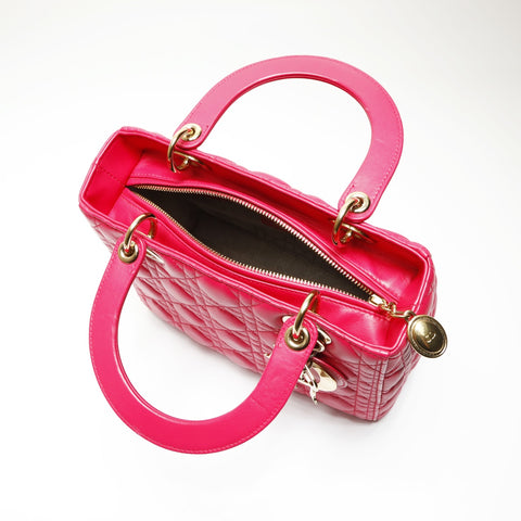 Christian Dior Lady Dior 2way Lambskin Handbag pink WS23853