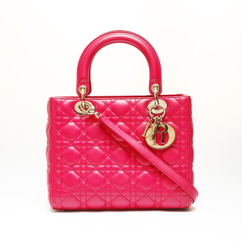 Christian Dior Lady Dior 2way Lambskin Handbag pink WS23853