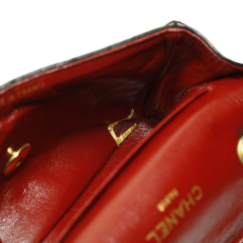 CHANEL No. 8 2003-2004 Lambskin Mini Flap Matelasse Shoulder Bag black WS23854