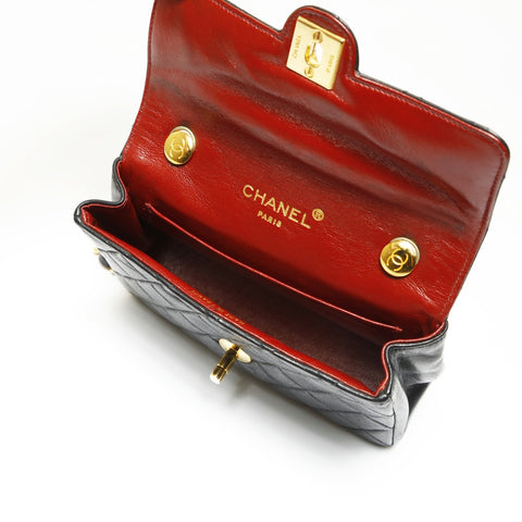 CHANEL No. 8 2003-2004 Lambskin Mini Flap Matelasse Shoulder Bag black WS23854