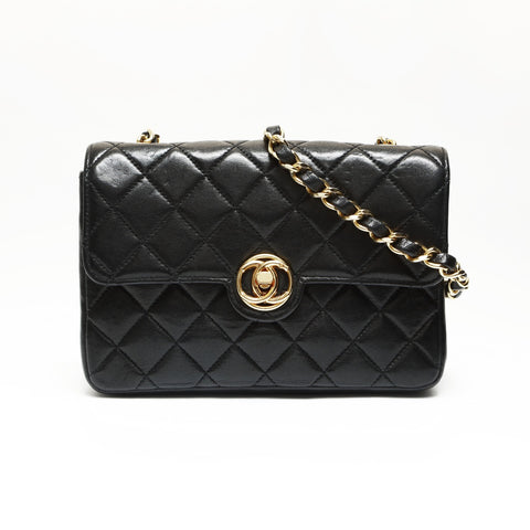 CHANEL No. 8 2003-2004 Lambskin Mini Flap Matelasse Shoulder Bag black WS23854