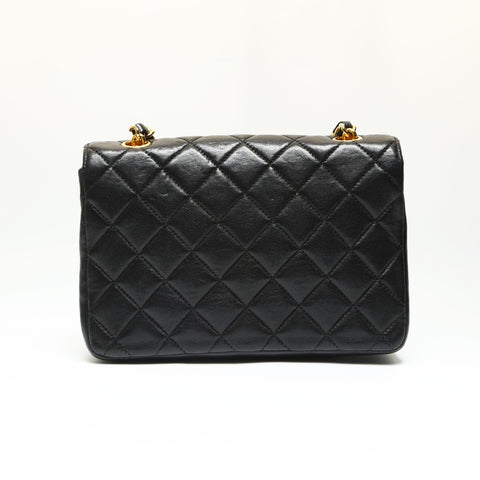 CHANEL No. 8 2003-2004 Lambskin Mini Flap Matelasse Shoulder Bag black WS23854