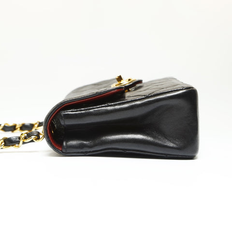 CHANEL No. 8 2003-2004 Lambskin Mini Flap Matelasse Shoulder Bag black WS23854