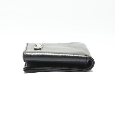 CHROME HEARTS Leather Scroll Logo Folding Wallet Compact Card Case black WS23858