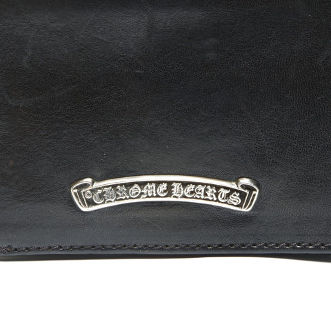 CHROME HEARTS Leather Scroll Logo Folding Wallet Compact Card Case black WS23858