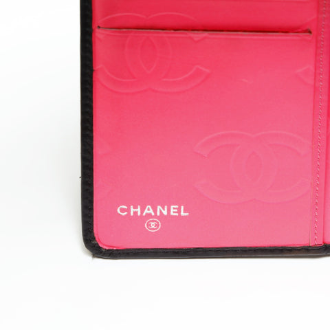 CHANEL No. 14 2010-2011 Cambon Line Lambskin COCO Mark Bifold Wallet black WS23860