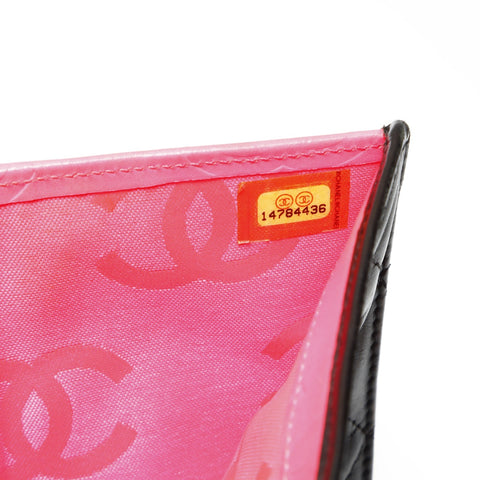 CHANEL No. 14 2010-2011 Cambon Line Lambskin COCO Mark Bifold Wallet black WS23860