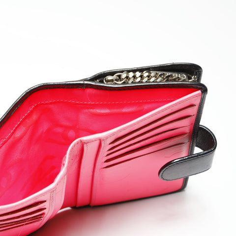 CHANEL No. 14 2010-2011 Cambon Line Lambskin COCO Mark Bifold Wallet black WS23860