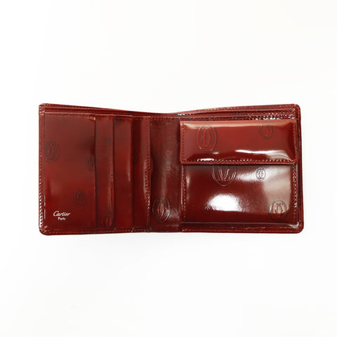 CARTIER happy birthday patent leather Bifold Wallet Red WS23863