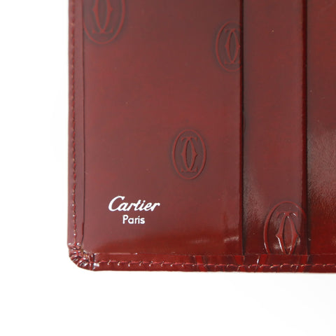 CARTIER happy birthday patent leather Bifold Wallet Red WS23863