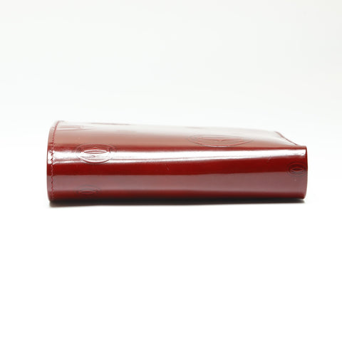 CARTIER happy birthday patent leather Bifold Wallet Red WS23863