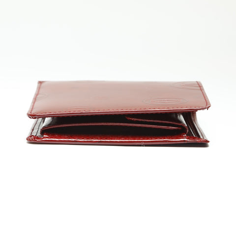 CARTIER happy birthday patent leather Bifold Wallet Red WS23863