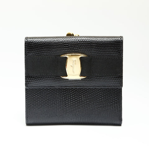 Salvatore Ferragamo Vara Compact Wallet Tri-fold wallet leather black WS23864