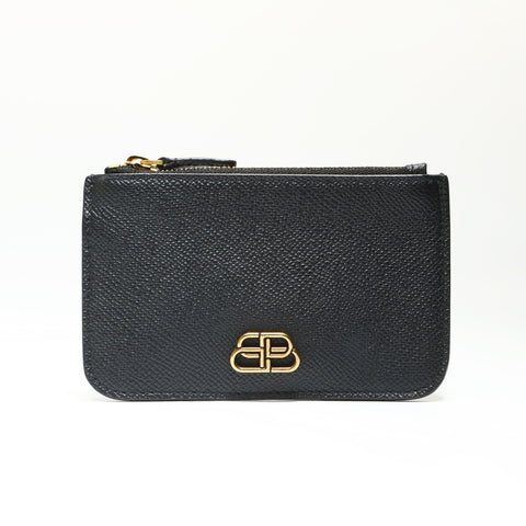 BALENCIAGA BB KEY Cuir avec porte-clés Porte-monnaie cuir noir WS23868
