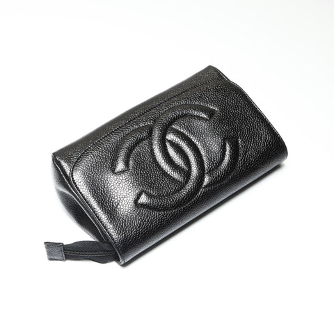 CHANEL No. 5 1997-1999 Caviar COCO Mark Pouch black WS23869