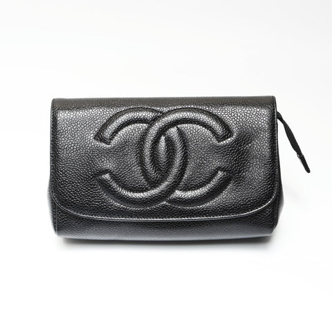CHANEL No. 5 1997-1999 Caviar COCO Mark Pouch black WS23869