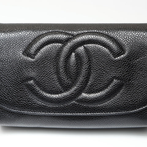 CHANEL No. 5 1997-1999 Caviar COCO Mark Pouch black WS23869