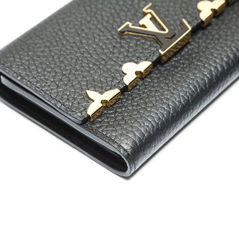 LOUIS VUITTON 2022-2025 Portefeuille Capucines Compact Tri-fold wallet black WS23872