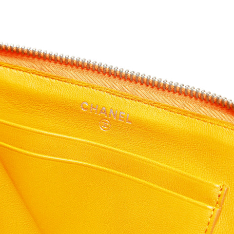 CHANEL No. 11 2008-2009 Matelasse Round Zip Lambskin Purse green WS23873