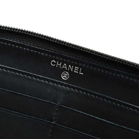CHANEL 20 series 2014-2015 COCO Mark Caviar Leather Round Zip Purse black WS23875