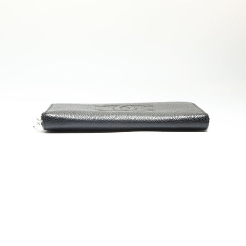 CHANEL 20 series 2014-2015 COCO Mark Caviar Leather Round Zip Purse black WS23875