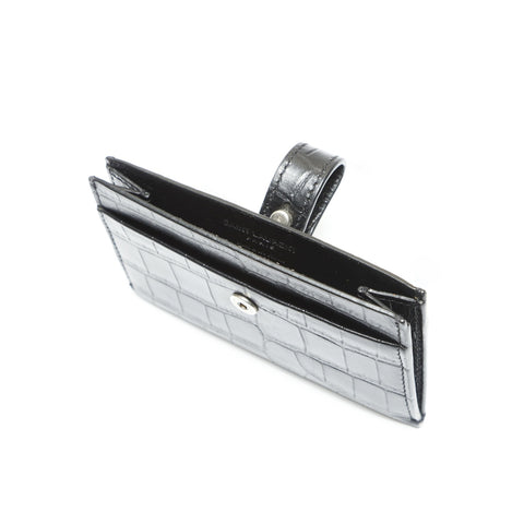 YVES SAINT LAURENT Embossed leather Card Case black WS23880