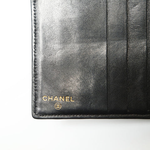 CHANEL No. 4 1996-1997 Caviar Skin COCO Mark Bifold Wallet black WS23883