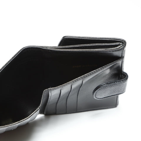 CHANEL No. 6 2000-2002 Caviar Skin COCO Mark Bifold Wallet black WS23885