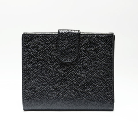 CHANEL No. 6 2000-2002 Caviar Skin COCO Mark Bifold Wallet black WS23885