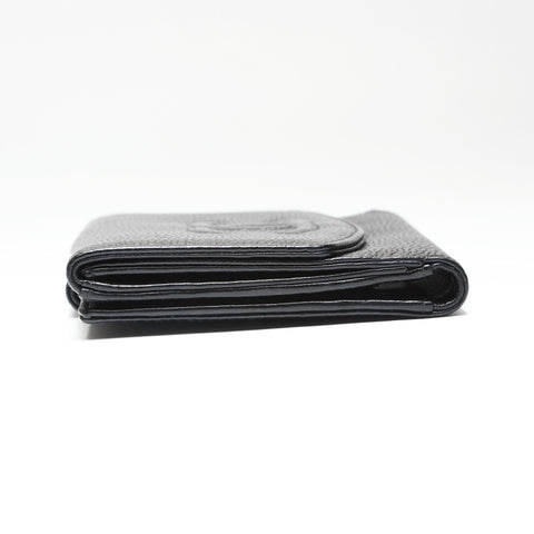 CHANEL No. 6 2000-2002 Caviar Skin COCO Mark Bifold Wallet black WS23885