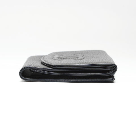 CHANEL No. 6 2000-2002 Caviar Skin COCO Mark Bifold Wallet black WS23885