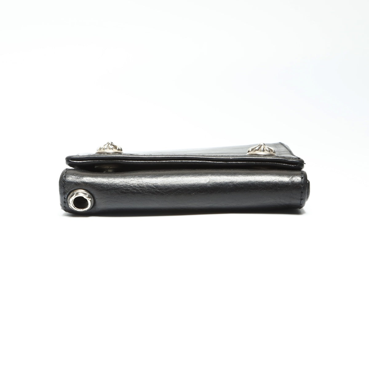 CHROME HEARTS 3-fold leather cross button Tri-fold wallet black