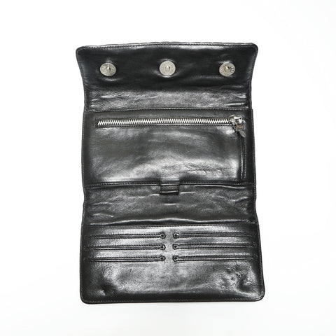 CHROME HEARTS Wave Quilted Leather Cross 3-Snap Tri-Fold Purse black WS23887