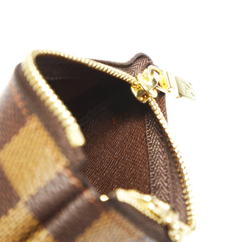 LOUIS VUITTON 2017 Damier Pochette Cle Coin case PVC Brown WS23891